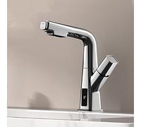 Pull out Bathroom Faucet, Temperature Display Basin Mixer taps with Single Lever Handle, bathoom Sink Tap Mixers Brass, Basin Mixer Tap Hot and Cold Water Sink taps,Chrome