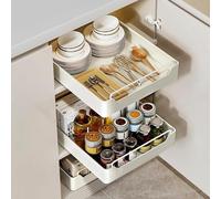 Pull out Cabinet Organizer, Slide out Drawer Storage Shelves for Kitchen Cupboard Cabinet, Roll-out Sliding Drawer, No Need Drill and Nailing,Pull out Organiser Storage Tray for Kitchen Cabine (S)