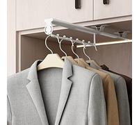Pull- Out Closet Valet Rod Retractable Closet Rod Heavy Duty Adjustable Wardrobe Clothing Rail Hanging Pants Hangers Wall Mounted Hanger Rack Organization and Storage for Scarf,Trouser,Tie,Towel (Col