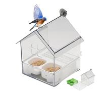 Pull-out External Parrot Feeder, Decorative Bird Feeder, External Acrylic Transparent Parrot Cage for Small and Medium Canary Cockatoo Cockatiel Finch (White Set)