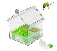 Pull-out External Parrot Feeder, Decorative Transparent Bird Bath Tub, Versatile Hanging, Easy to Install and Clean, Great for Bird Lovers (Green1)