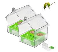 Pull-out External Parrot Feeder, Decorative Transparent Bird Bath Tub, Versatile Hanging, Easy to Install and Clean, Great for Bird Lovers (Green2)
