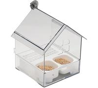 Pull-out External Parrot Feeder,Hanging Mess-Free Bird Feeder,Squirrel-Proof,Clear Bird Feeder,Can Hold Food and Water at The Same Time, Easy to Hold and Clean, Suitable for Bird Lover (White)