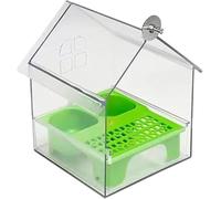 Pull-out External Parrot Feeder,Hanging Mess-Free Bird Feeder,Squirrel-Proof,Clear Bird Feeder,Can Hold Food and Water at The Same Time, Easy to Hold and Clean, Suitable for Bird Lover (Green)