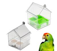 Pull-out External Parrot Feeder, Hanging Wild Bird Seed Platform with Squirrel Proof Metal Tray, Multi-Function Feeder Can Hold Food and Water at The Same Time, Easy to Hold and Clean (Green+White)