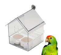 Pull-out External Parrot Feeder, Hanging Wild Bird Seed Platform with Squirrel Proof Metal Tray, Multi-Function Feeder Can Hold Food and Water at The Same Time, Easy to Hold and Clean (White)