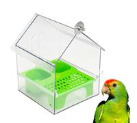Pull-out External Parrot Feeder, Hanging Wild Bird Seed Platform with Squirrel Proof Metal Tray, Multi-Function Feeder Can Hold Food and Water at The Same Time, Easy to Hold and Clean (Green)