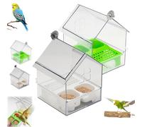 Pull out External Parrot Feeder, Transparent Acrylic Food Container Cage, Decorative Transparent Bird Bath Tub Easy to Fill, Clean, for Finch (2pcs)