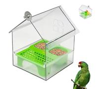 Pull-out External Parrot Feeder, Transparent Bird Feeder House with Pull-out Tray, Decorative Transparent Bird Bath Tub Easy to Fill, Clean, Birds Feeding Supplies (Green,1pc)