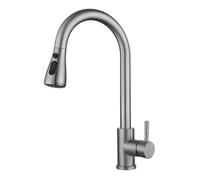 Pull Out Kitchen Faucet - Pulverizador de 2 vías, grifo de agua de un solo mango, 360 rotación, grifo de agua fría y caliente, grifo de fregadero mixto (cepillo (parada), XL