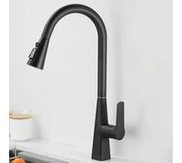 Pull out Kitchen Mixer Faucet Brass 360° Rotation Hot and Cold Water Single Handle 3 Modes Pull out Kitchen Faucet-Black