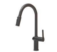 Pull out Kitchen Mixer Faucet with Spray, Kitchen Faucets 360° Swivel Spout, Digital Temperature Display 3 Modes Brass Kitchen Sink Faucet-Grey