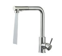 Pull Out Kitchen Sink Faucet High Pressure Two Model Stream Sprayer Nozzle Stainless Steel Tap Deck Install Hot And Cold Water(Brushed Nickel A)