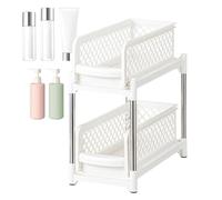 Pull Out Organizer, Double Layer Sliding Basket, 2-Tier Home Organizer, Pull-Out Bathroom & Kitchen Container, Space-Saving Storage Solution, Easy Slide Design, 16 pulgadas, White, 1 pieza
