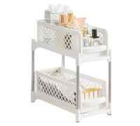 Pull Out Organizer, Double Layer Sliding Basket Organizer, 14,76 x 7,28 x 14,57 pulgadas Smooth Pull-Out Mechanism, Easy Installation, 2 Tier Bathroom Storage for Kitchen, Closet, Bathroom