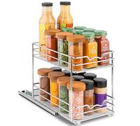 Pull Out Spice Rack Organizer for Cabinet - Heavy Duty Slide Out Double Rack 15.24CM W x 25.4CM D x 20.32CM H For Upper Kitchen Cabinets & Pantry Closet, For Spices, Sauces 15.24CM Between Shelves
