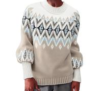 Pull Over - Sudadera para mujer, cuello redondo, alto, color bloque, manga larga, sudadera para ocio al aire libre, sudaderas cómodas, sudaderas, primavera, otoño, beige, XL