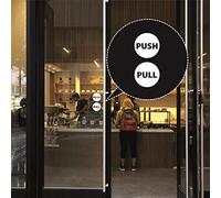 Pull Push Stickers - Tire de las etiquetas adhesivas para puertas de escaparate, salón, bar, cafetería, restaurante, oficina - Letrero de vinilo circulo - StickerDeen