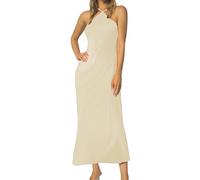 Pull Robe Femme Plus Size Satin Dress for Women, Elegant Evening, Party, Wedding(Beige,S)
