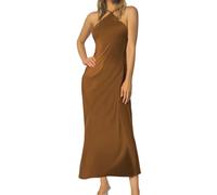 Pull Robe Femme Plus Size Satin Dress for Women, Elegant Evening, Party, Wedding(Gold,S)