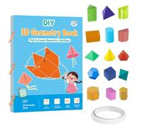 Pull String 3D Geometry Learning Book, 3DGeometry Learning Book with 9/12 /15 Solids Educational Toys Spatial Thinking for Childre