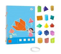 Pull String 3D Geometry Learning Book, Geometry for Beginners with 9/12/15 Solids Geometric Models, Safe Braided Rope Design, Enhance Geometric Understanding, Quiet Books (15 models)