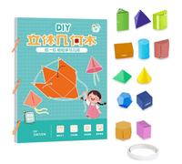 Pull String 3D Geometry Learning Book, Pull String Geometry Book, Math Kit for Volume & Area Exploration Includes 9/12/15 Solids for Kids with Safe Braided Rope Design (SETB)