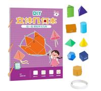 Pull String 3D Geometry Learning Book, Pull String Geometry Book, Math Kit for Volume & Area Exploration Includes 9/12/15 Solids for Kids with Safe Braided Rope Design (Seta)