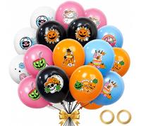 PullCrease 80 globos de verano de Halloween, decoraciones de fiesta de Halloween para el hogar, interiores y exteriores, rosa, naranja, fantasma, castillo, calavera, sandía, globos para baby shower