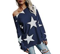 Pulli Longtips Star Mujeres Sin Tirantes Mangas Sudaderas Sudaderas Cosecha Blusa Mujer Top Amarillo Mujer, azul, XXL