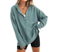Pullover Hoodie for Women Ribbed Texture Raglan Sleeve Loose Fit Sweatshirt (Green,XL)