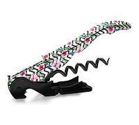 PULLTAP'S GENUINE Flower Black 900 - Sacacorchos de camarero profesional con diseño floral - Fabricado en España - Incluye doble palanca articulada, navaja cortacápsulas tipo cúter y abrebotellas