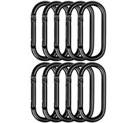 pullther 10 mosquetones, 60 mm/2,36 pulgadas, mosquetones pequeños, de aluminio, para deportes al aire libre, senderismo, camping, pesca, color negro