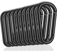 pullther 10 mosquetones de aluminio de 75 mm, mosquetones grandes, resistentes a la corrosión, seguros, para deportes al aire libre, senderismo, camping, pesca, color negro