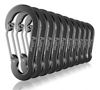 pullther 10 mosquetones múltiples, 70 mm, mosquetones grandes para llavero, mosquetones de aluminio con anillo en D para deportes al aire libre, senderismo, camping, pesca, color negro