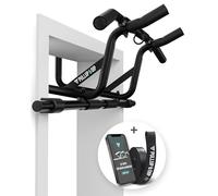 PULLUP & DIP Barra Dominadas Puerta Para Colgar Sin Tornillos y Sin Deslizamiento, Barra Fija Profesional, Pull-Up Bar Con Agarres Acolchados Incluye Banda Elástica de Resistencia + eBook