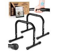 PULLUP & DIP Barras Paralelas, Fitness Parallettes De Acero Medianas Con Mango Extra Ancho para Calistenia, Gimnasia, Interiores y Exteriores