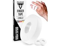 PULLUP & DIP finger tape resistente, 3 rollos (30m) esparadrapo deportivo, vendaje deportivo respetuoso con la piel, venda deportiva para musculación, bjj, balonmano, escalada, porteros (Blanco)