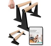 PULLUP & DIP Paralelas de Madera, Fitness Parallettes Bajas o Medianas con Mango Ergonómico, Barras Paralelas para Calistenia, Interiores y Exteriores (Paralelas MEDIO)