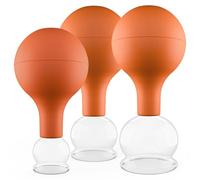 Pulox Juego de ventosas de cristal auténtico con ventosa - 3 x Ventosas médicas en marrón - 25 mm, 32 mm, 40 mm