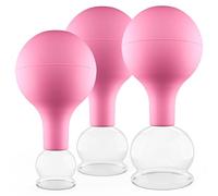 Pulox Juego de ventosas de cristal auténtico con ventosa - 3 x Ventosas médicas en rosa - 25 mm, 32 mm, 40 mm