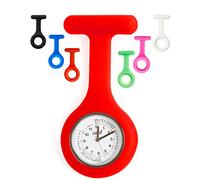 pulox Reloj de enfermera con escala de pulso, juego de 1x reloj de cuarzo y 6x fundas de silicona higiénicas + 6 alfileres