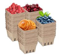 Pulp Fibre Harvest Basket-50pcs Square Eco-friendly Berry Contenirs, Bandejas reutilizables de granja a mercado | Cestas de recolección de frutas compostables, almacenamiento de fibra natural para