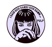 Pulp Fiction Mia Wallace Uma Thurman I Said God Damn! Damn 90s Movie 2,8 cm Pin Insignia esmaltada, 1.1 Inches, Esmalte, Esmalte