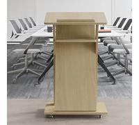 Púlpito de arco de madera minimalista sobre ruedas, atril inclinado para conferencias, bodas y aulas, fácil de montar, escritorio de pie podio