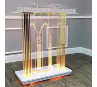 Púlpito De Iglesia Acrílico Con Ruedas, Podio De Iglesia Acrílico LED Con Rodillos Plataforma De Lectura Vertical, Atriles De Discursos Y Podio De Bienvenida De Entrada