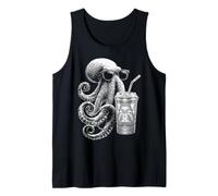 Pulpo Bebiendo Café Helado Divertido Animal Meme y2k Grunge Camiseta sin Mangas