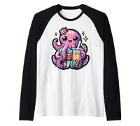 Pulpo Burbuja Boba Tea Anime Lindo Kawaii Camiseta Manga Raglan