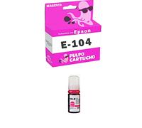 Pulpo Cartucho - Botella de Tinta 104 Magenta Compatible con Epson/Ref. C13T00P340 - Valido para Impresoras EcoTank ET-2714 / EcoTank ET-2720 / EcoTank ET-2711 / EcoTank ET-2712 / EcoTank ET-2726