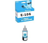 Pulpo Cartucho - Botella de Tinta 106 Cyan Compatible con Epson/Ref. C13T00R240 - Valido para Impresoras EcoTank ET-7700/EcoTank ET-7750/EcoTank ET-L7160/EcoTank ET-L7180